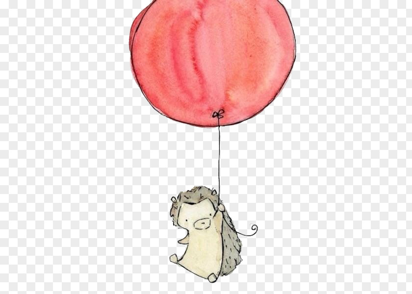 A Hedgehog With Balloon Baby Hedgehogs Drawing Nursery Illustration PNG