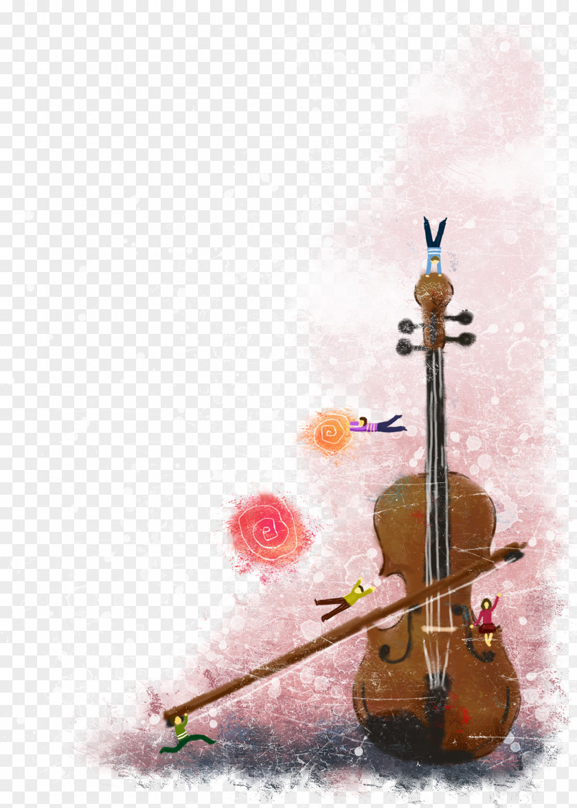 Cartoon Painted Violin Cello Family Illustration PNG