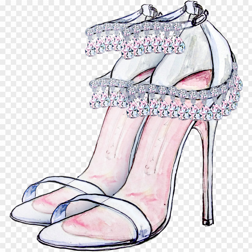 White Princess Heels Shoe High-heeled Footwear Dress Prom Fashion PNG