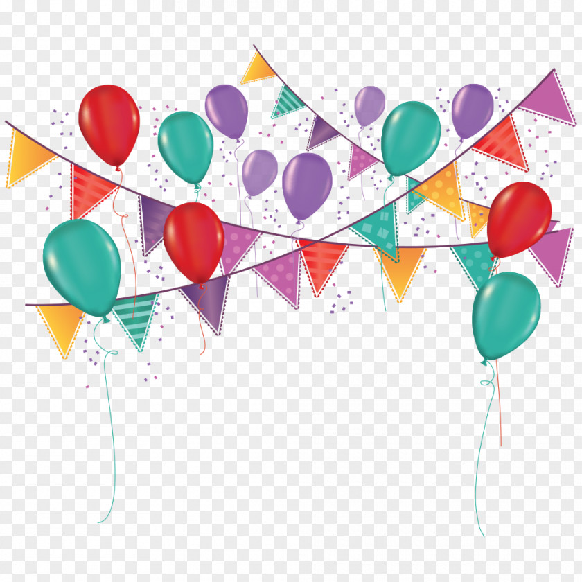 Balloon Pull Flag Party Birthday Carnival Ornament Toy PNG