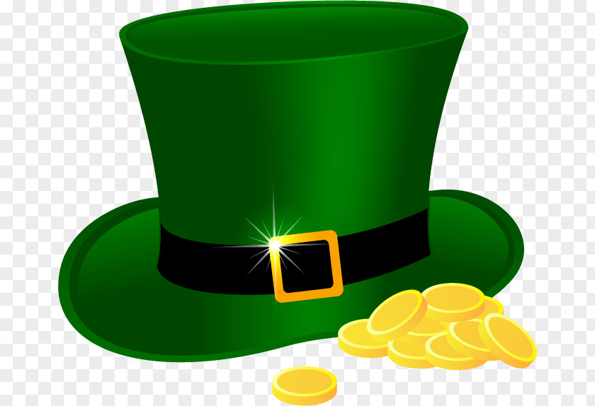 Cartoon Green Hat Gold Drawing PNG