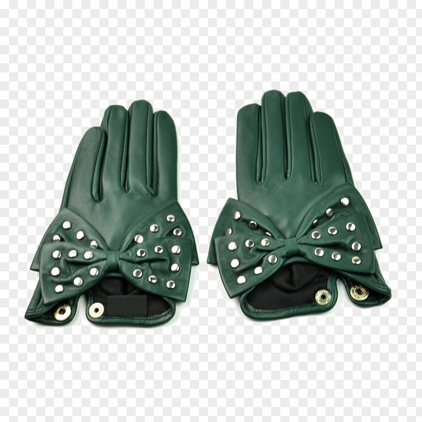 Ms. Gloves With Green Bow Shoelace Knot Designer PNG
