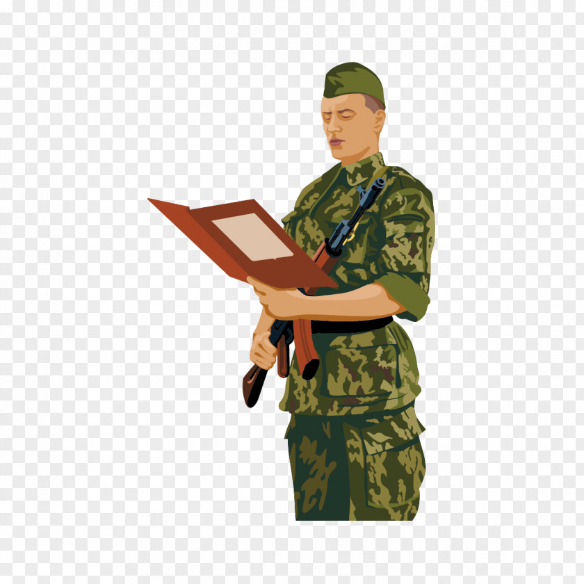 Reading Soldier Military Drawing PNG