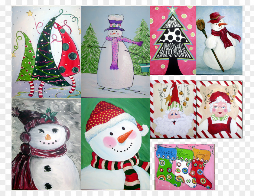 Watercolor Christmas Tree Yellow Decoration Painting Ornament Snowman PNG