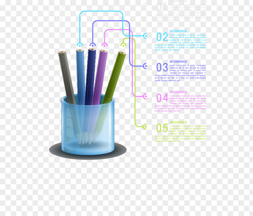 PPT Creative Color Pencil Colored Graphic Design PNG