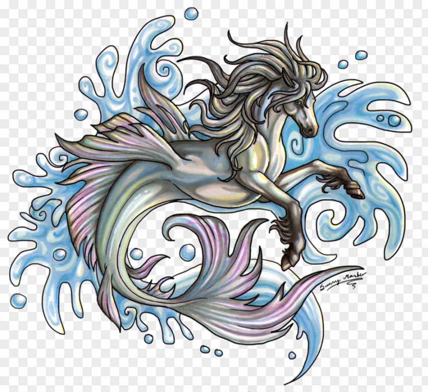Seahorse Hippocampus Legendary Creature Art Drawing PNG