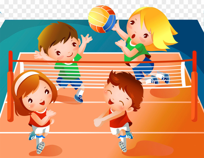 Children Volleyball Match Beach Sport Clip Art PNG