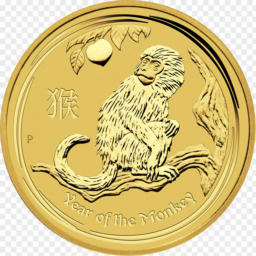 Coin Perth Mint Gold Bullion Monkey PNG
