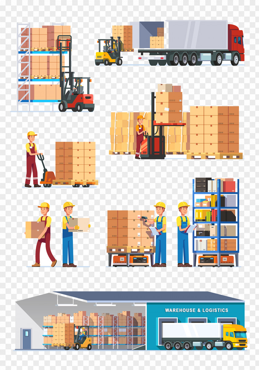 Flat Warehouse Logistics Graphic Design PNG