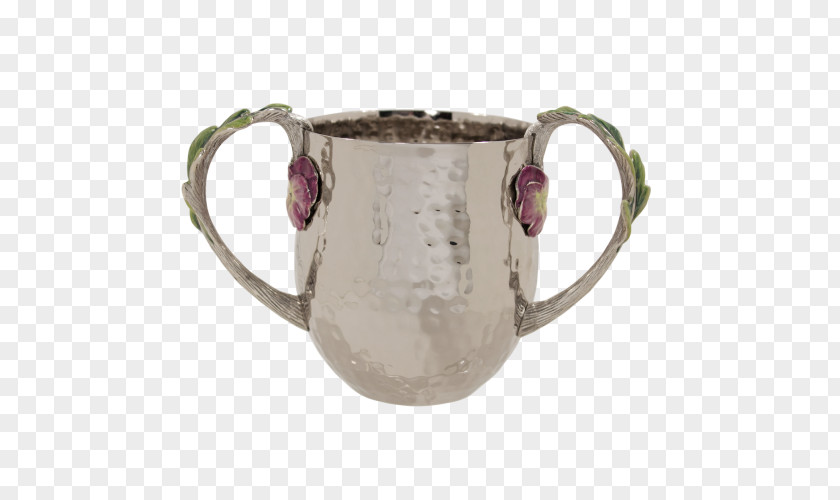 Hand-painted Pomegranate Glass Mug Tableware Cup Silver PNG
