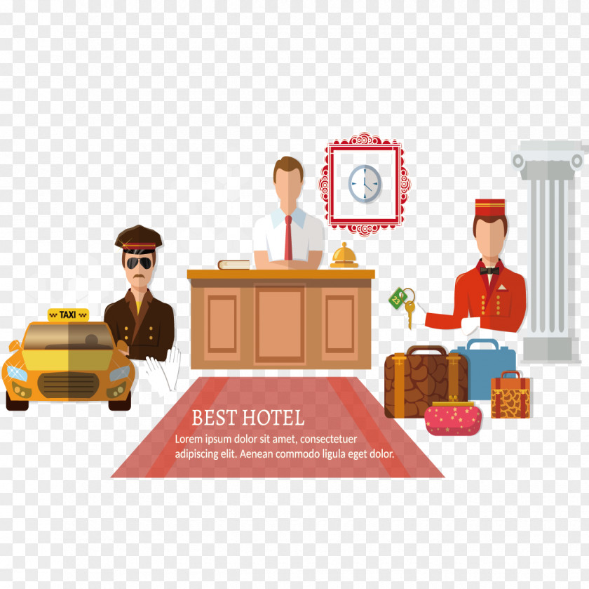 Hotel Services And Other Creative Vector Material Concierge Motel Illustration PNG