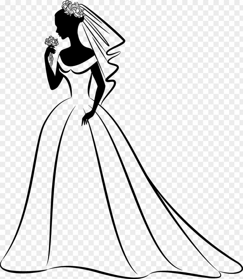 Continental Silhouette Bride Wedding Invitation Clip Art PNG