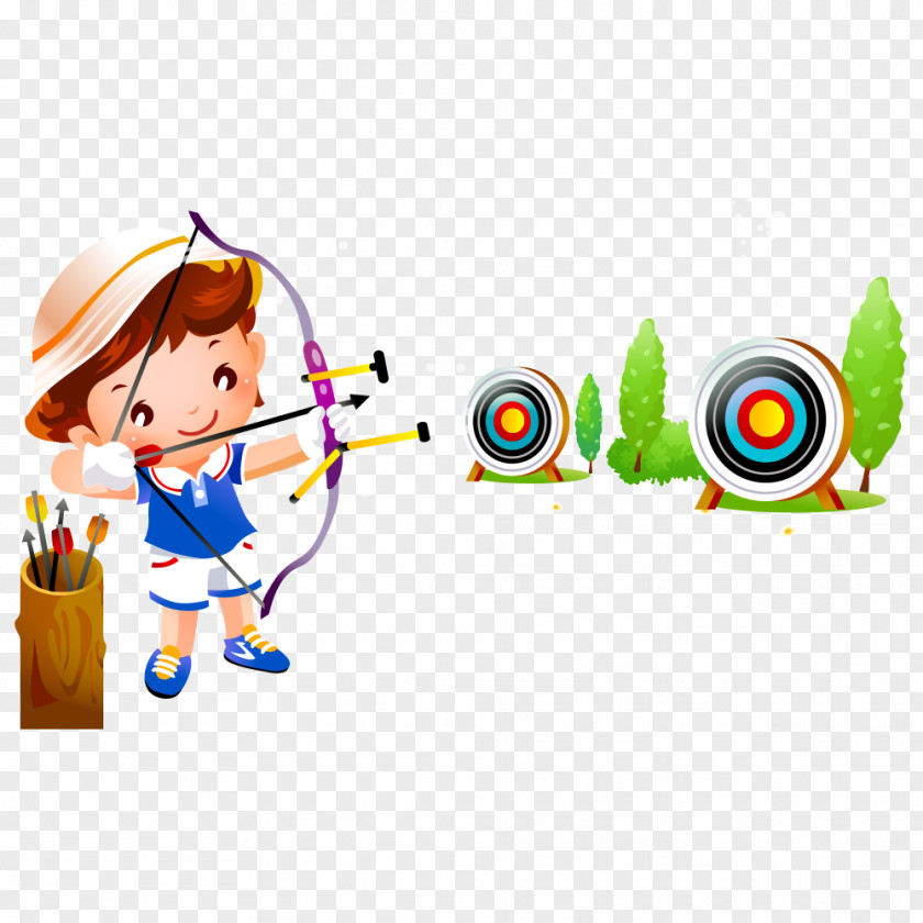 Archery Child Cartoon Illustration PNG