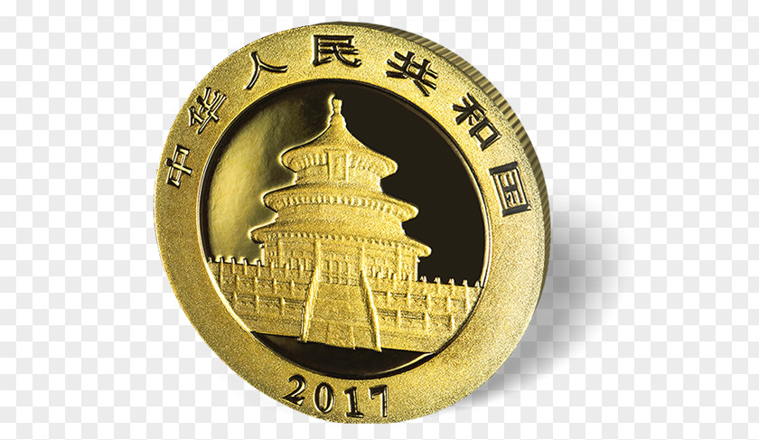 Gold Giant Panda Chinese Bullion Coin PNG