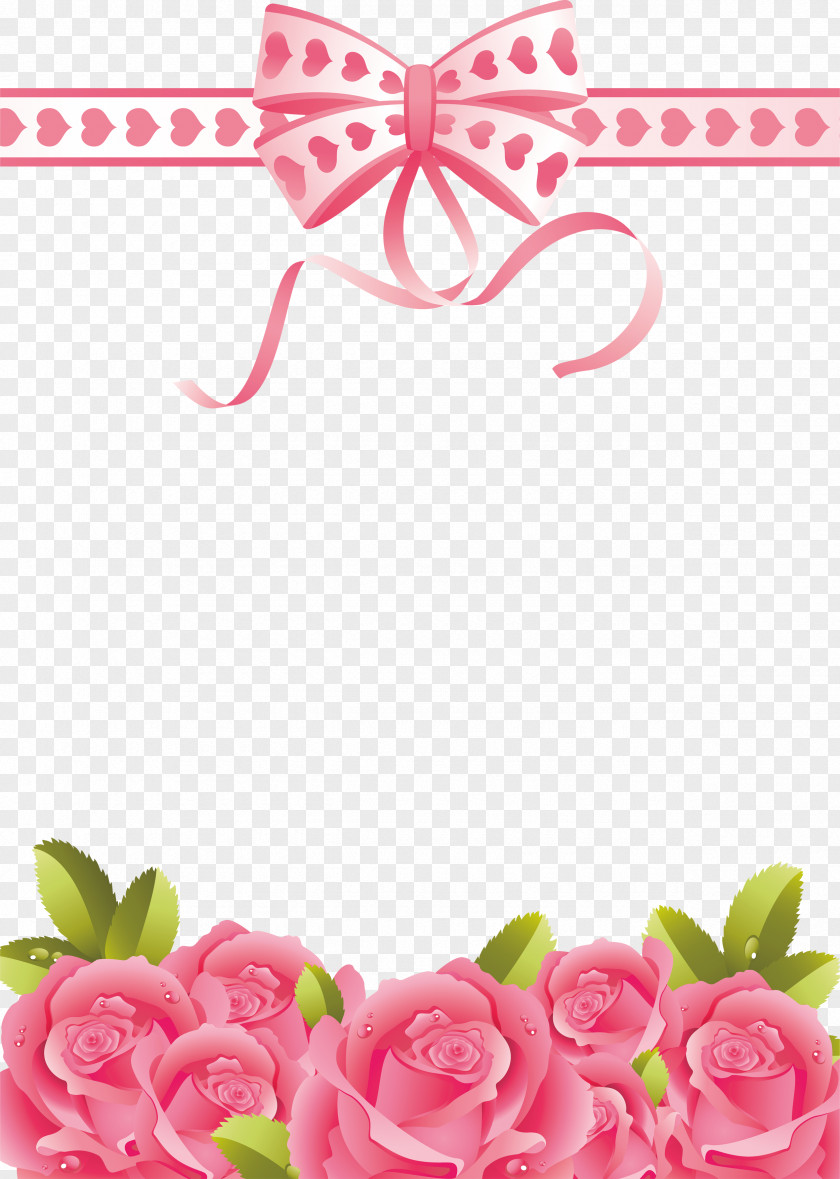 Pink Flower Border Greeting & Note Cards Valentine's Day PNG