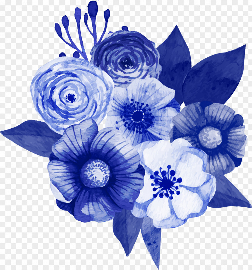 Vector Dark Blue Floral Decorations Flower Bouquet Design Tulip PNG