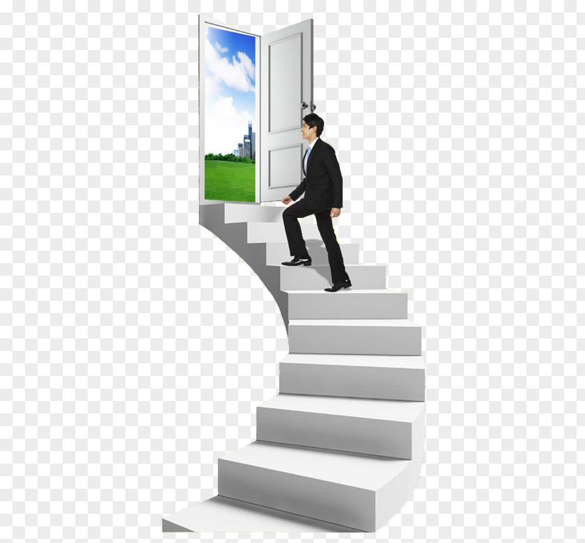 Business Man On The Stairs U53f0u9636 PNG
