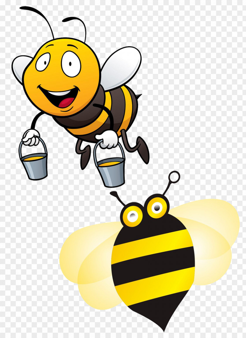 Industrious Bees Bee Cartoon Drawing Clip Art PNG