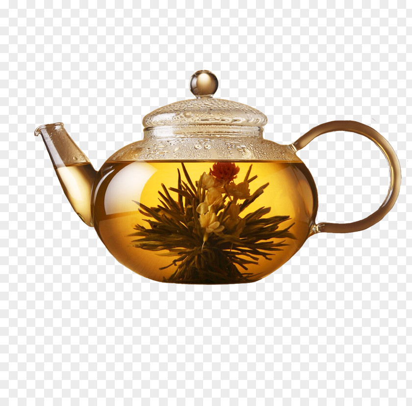 Glass Teapot Flowering Tea Scone Bakery Food PNG