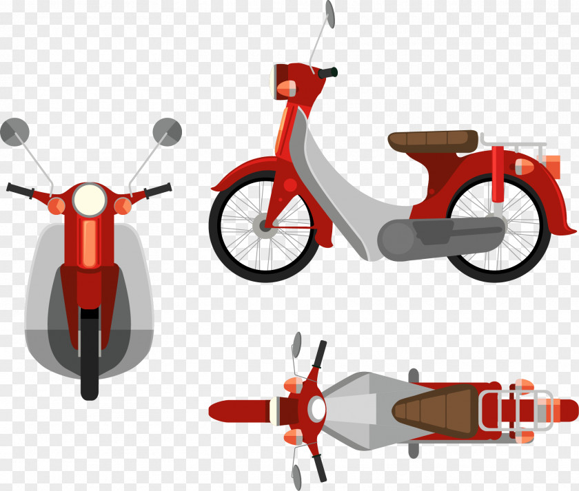 Vector Hand-painted Motorcycle Scooter Illustration PNG