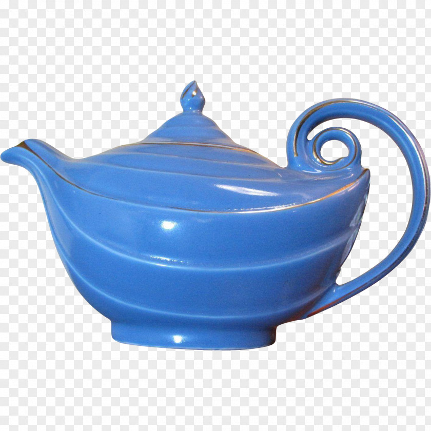 Kettle Teapot Ceramic Lid Cobalt Blue PNG