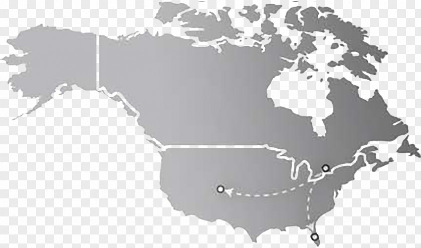 Plane Gray Map Of Canada United States South America World PNG