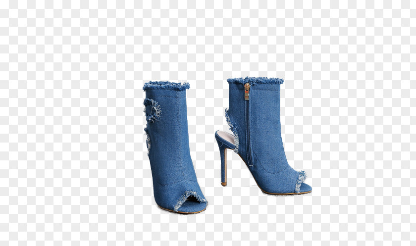 Stretch Denim Broken Hole Bare Boots Textile Boot Computer File PNG