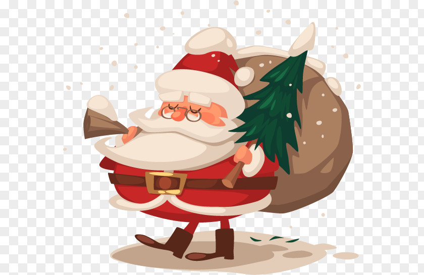 Vector Santa Claus Christmas Cartoon Illustration PNG