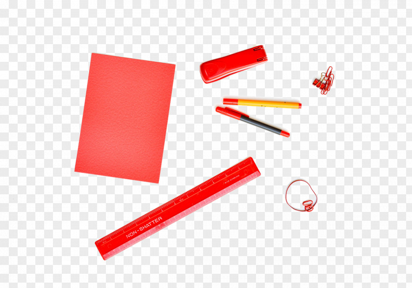 Red School Supplies Paper Office Pen Desk Notebook PNG