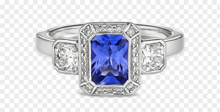 Ring Halo Sapphire Engagement Gemstone Diamond PNG