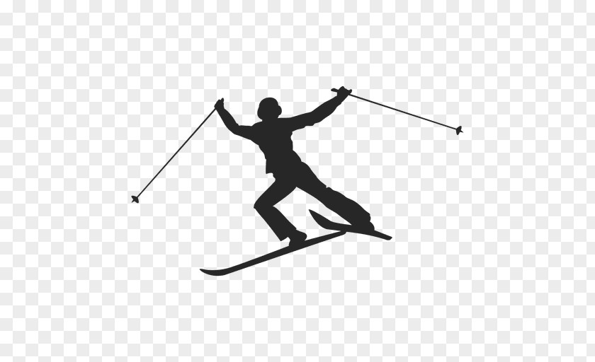 Skiing Ski Poles Silhouette Sport Skier PNG