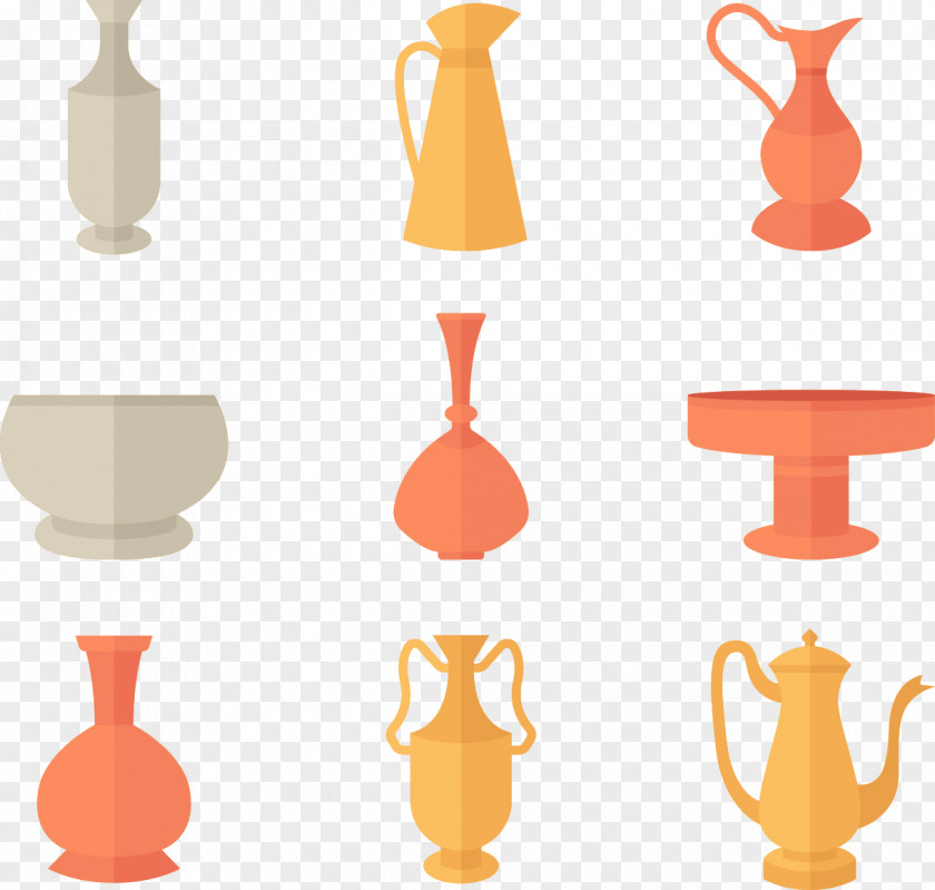 Vector Painted Flat Water Containers Vase Container Clip Art PNG