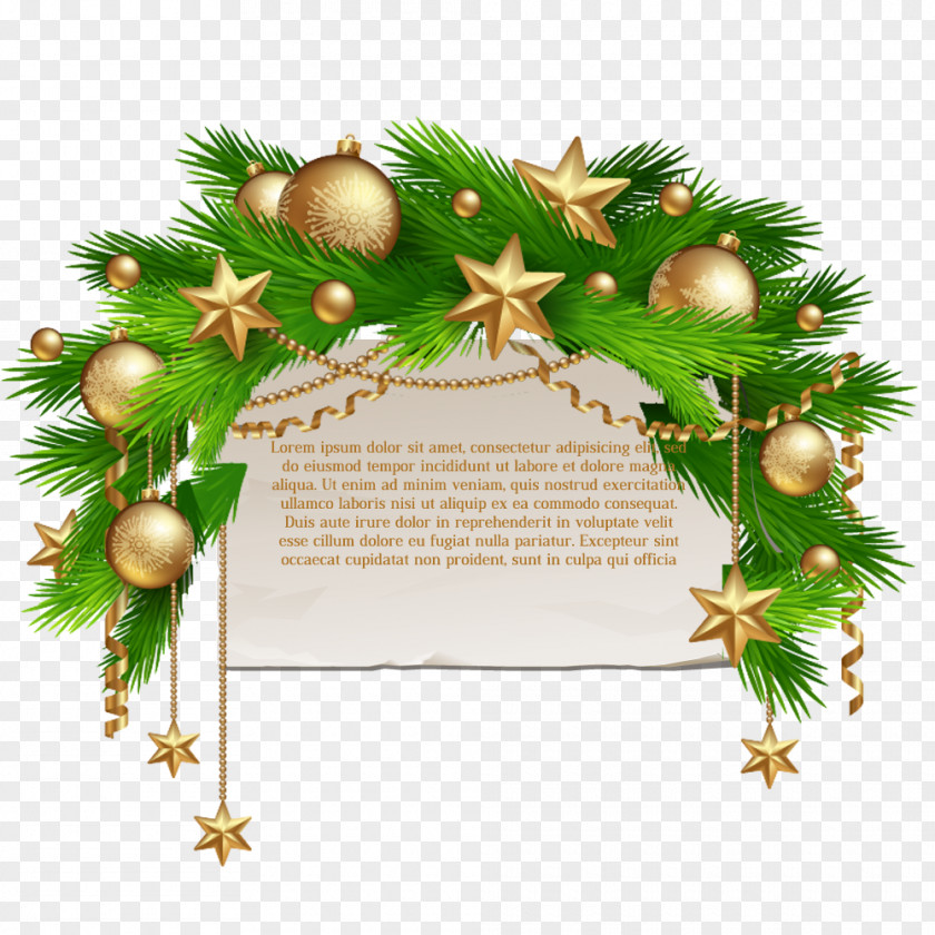 Golden Christmas Decoration Ornament New Year's Day Card PNG