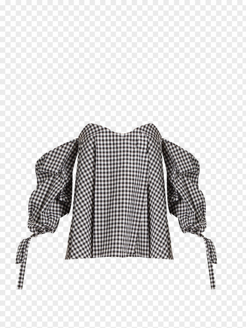 Gingham Top Neckline Sleeve Blouse Dress PNG