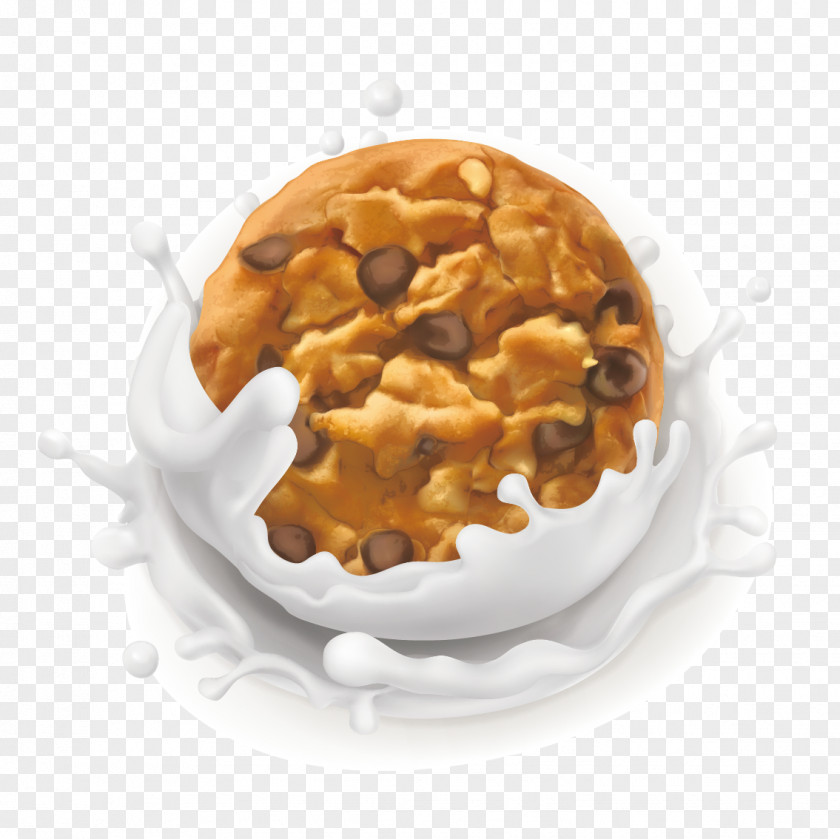 Vector Milk Biscuits Chocolate Chip Cookie White PNG