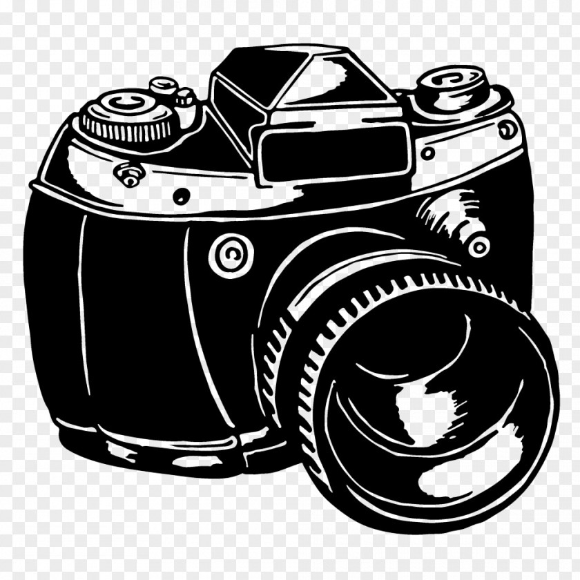 Hand-painted Vintage Camera Background Image Black And White PNG