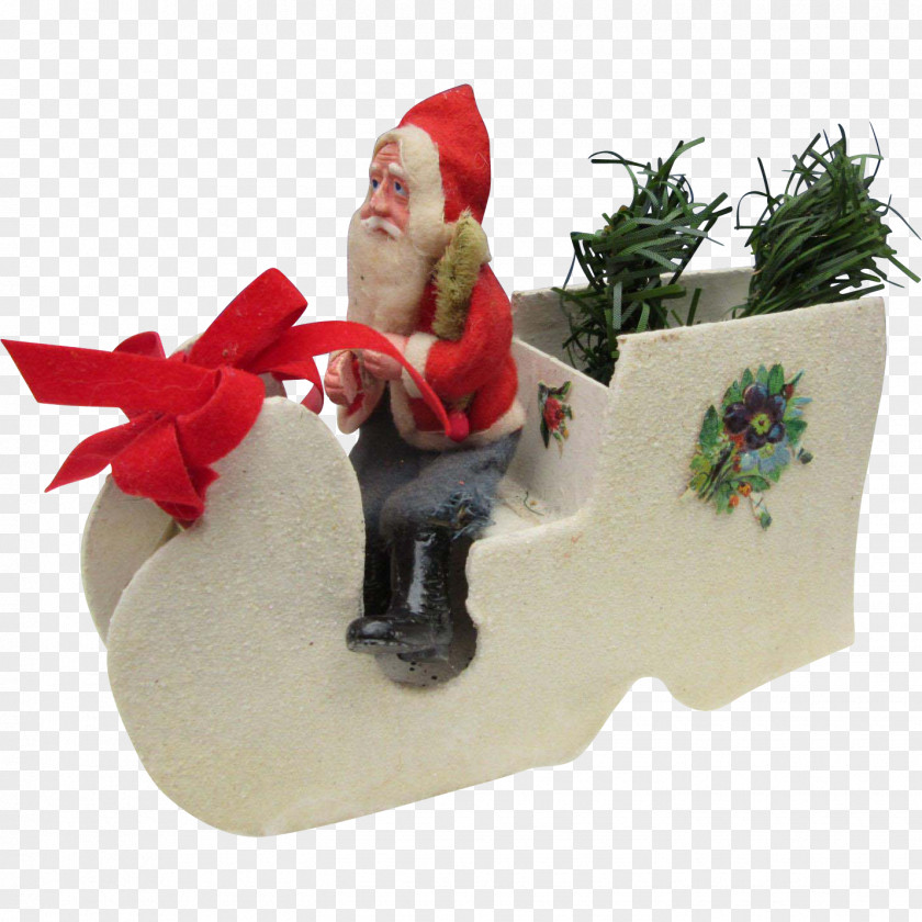 Santa Sleigh Christmas Ornament Decoration Figurine PNG
