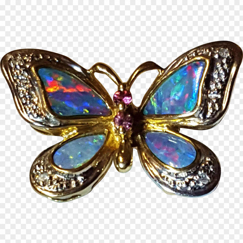 Butterfly Opal Brooch Charms & Pendants Necklace PNG