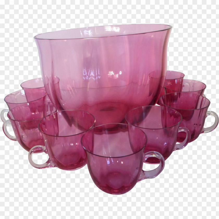 Cranberry Murano Punch Bowls Glass PNG