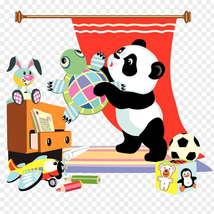 Panda Playing With Toys Giant Horse Cartoon Equestrianism PNG