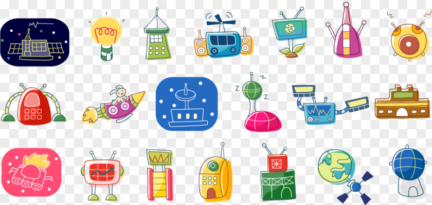 Science Fiction Robot Vector Elements Cartoon Adobe Illustrator PNG