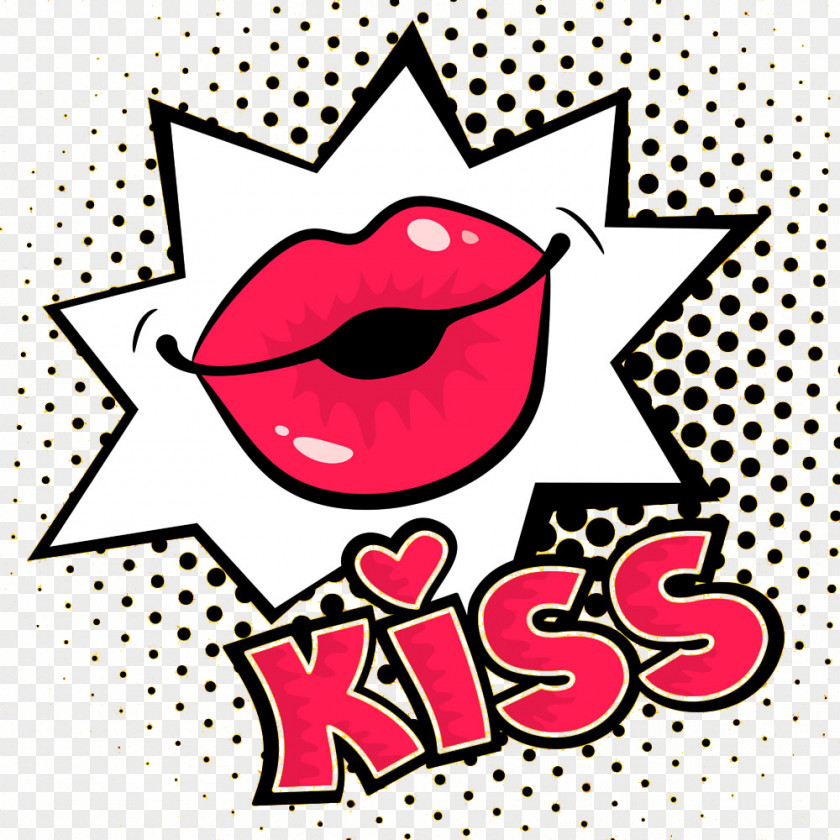 Vector Lips Kiss Comics Lip Illustration PNG