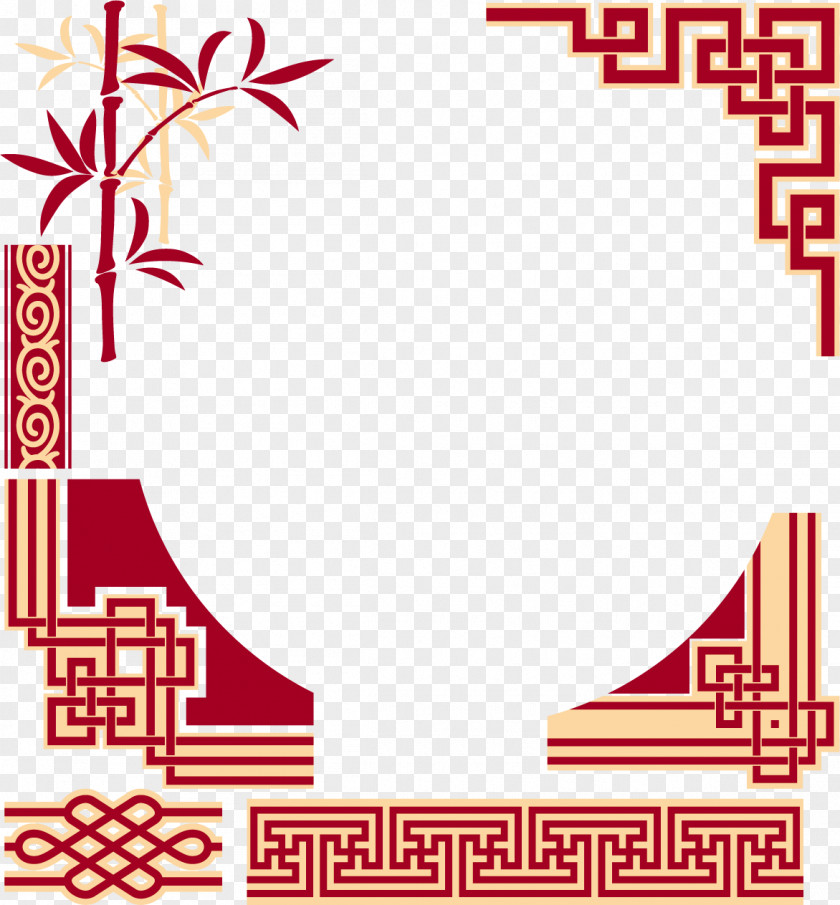 Chinese Classic Border Vector Wireframe China Cuisine Picture Frame Pattern PNG