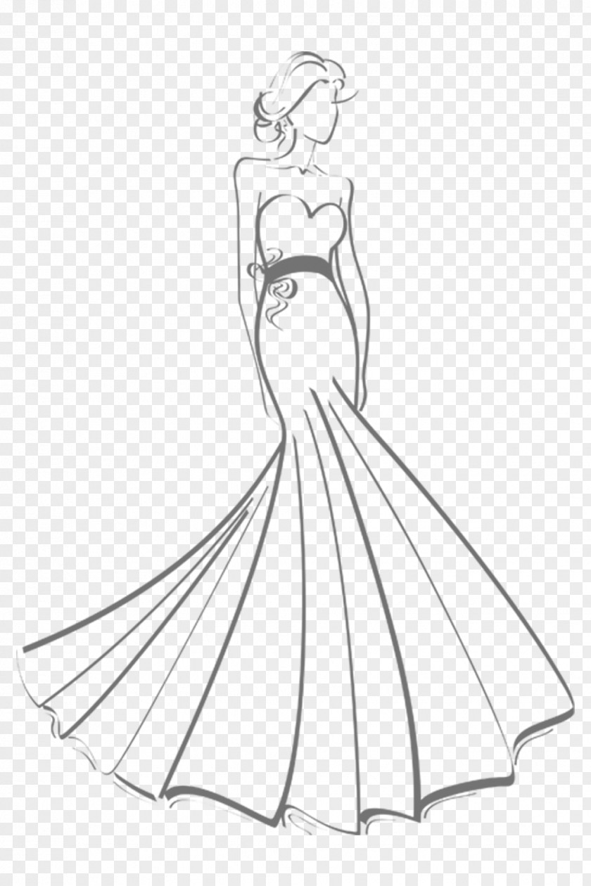 Dress Gown Wedding Drawing Sketch PNG