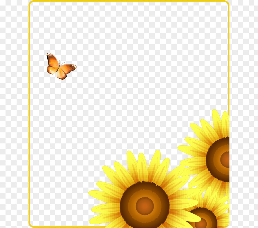 Korean Fashion Butterfly Pattern Decoration Sunflowers Common Sunflower PNG