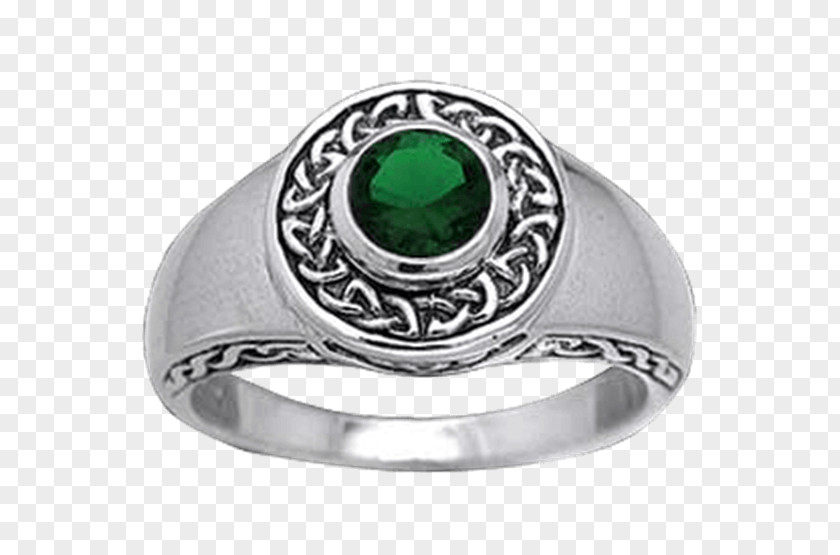 Emerald Claddagh Ring Celtic Knot Jewellery PNG
