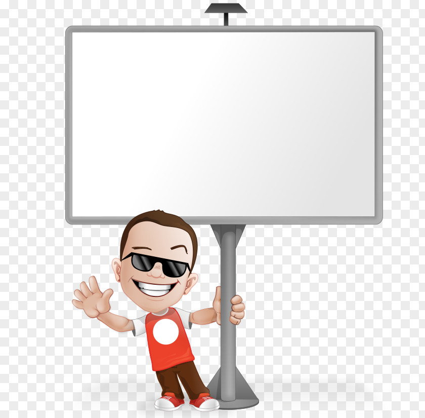Hand-painted Cartoon Boy Wearing Sunglasses Standing Billboard Clip Art PNG