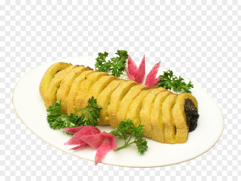 The Flavor Of Glutinous Rice Rolls With Sweet Bean Flour French Fries Ribs Vegetarian Cuisine Recipe PNG