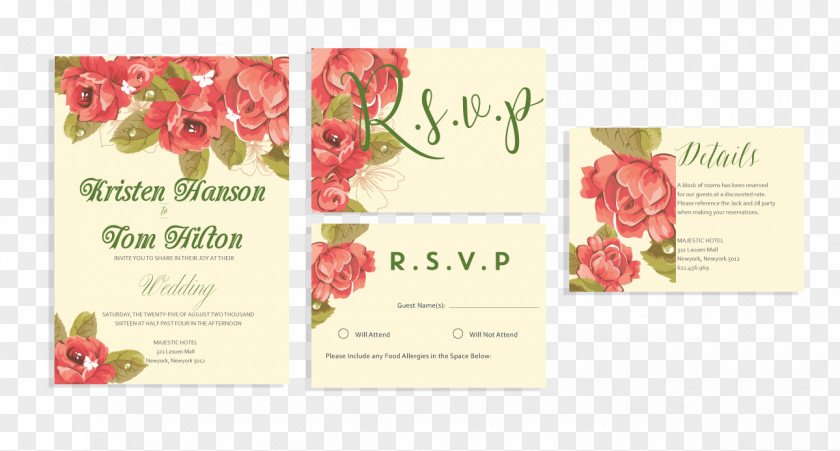 Wedding Invitation Floral Design Guestbook Convite PNG
