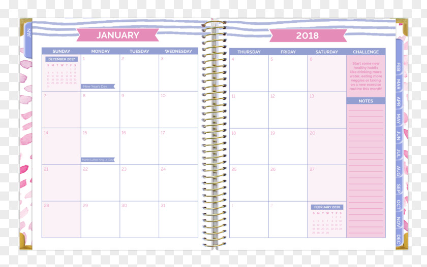2018 Feather Calendar Paper 0 Bloom Daily Planners August PNG